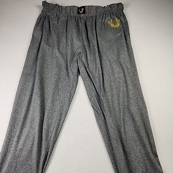 True Religion Mens Lounge Wear Jogger Pants Large Elastic Waistband Grey Pajama - Picture 7 of 12